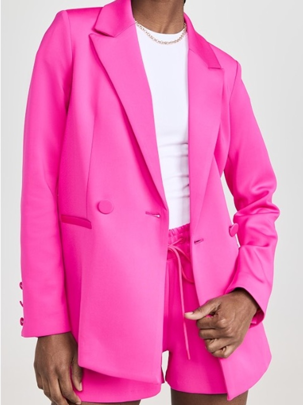 GOOD AMERICAN | Hot Pink Scuba Blazer | Statement Double Breasted NWOT